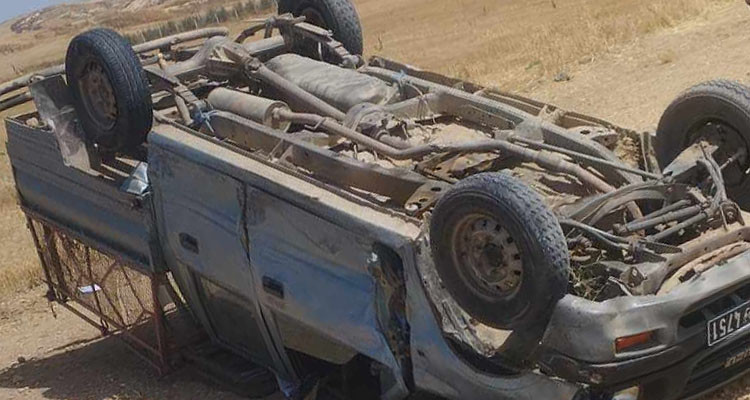 باجة: تصادم سيارتين إحداهما اشتعلت فيها النيران 