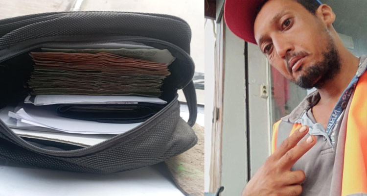 عامل بلدي يعيد حقيبة مليئة بالأموال إلى صاحبها كانت بحاوية الفضلات 