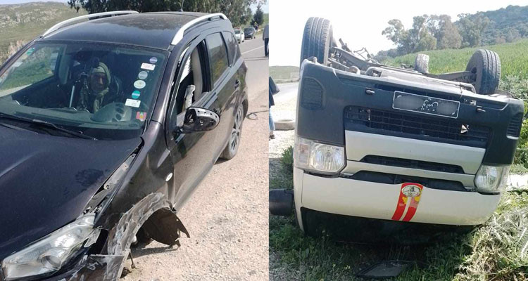 سبعة مصابين في حادث تصادم سيارة ''لواج'' بأخرى  عائلية 
