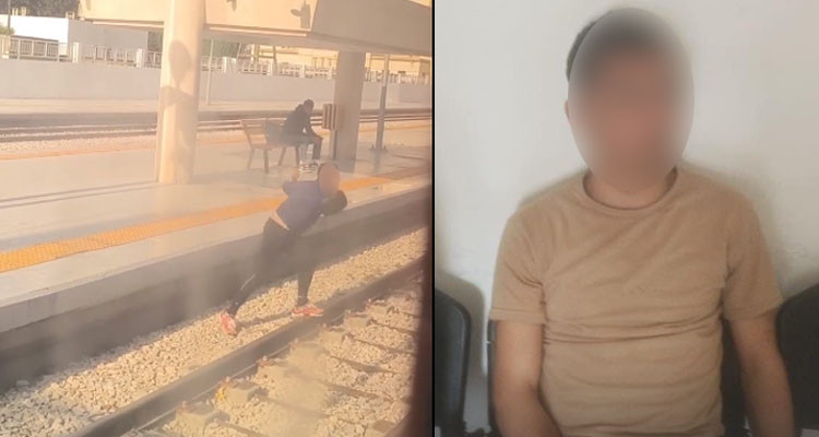 الامن يلقي القبض على المخمور الذي رشق القطار بالحجارة