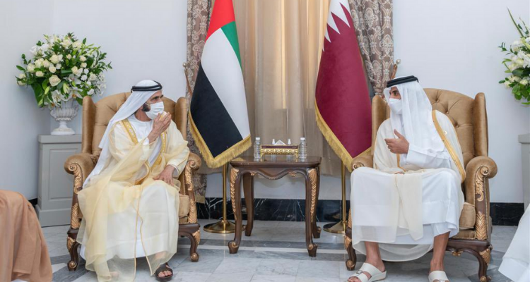نائب رئيس دولة الإمارات  يلتقي أمير قطر : الأمير تميم شقيق وصديق والشعب القطري قرابة وصهر