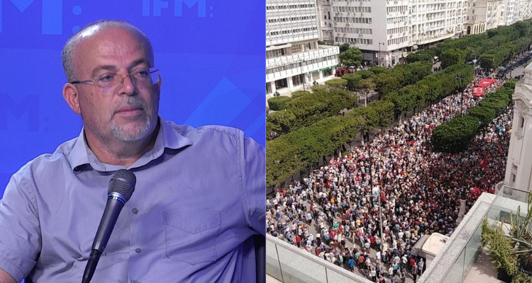 سمير ديلو الوقفة الإحتجاجية التي نظمها مناهضو قرارات رئيس الجمهورية