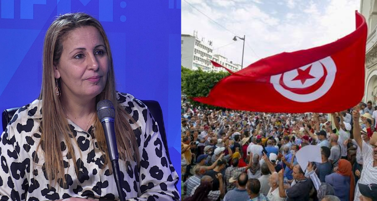 ليلى حداد  الوقفة المناهضة لإجراءات رئيس الجمهورية