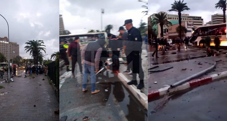 شارع محمد الخامس-تونس : إصابة حوالي 20 شخصا في حادث تصادم حافلتين لنقل العملة
