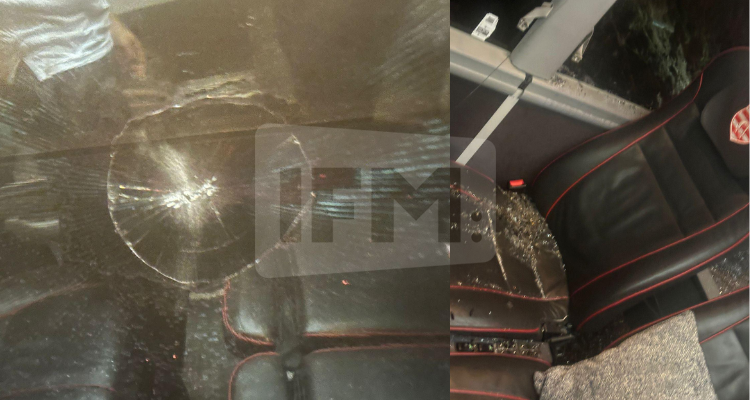 تهشيم بلور حافلة لاعبي النادي الافريقي  على مستوى مفترق سهلول