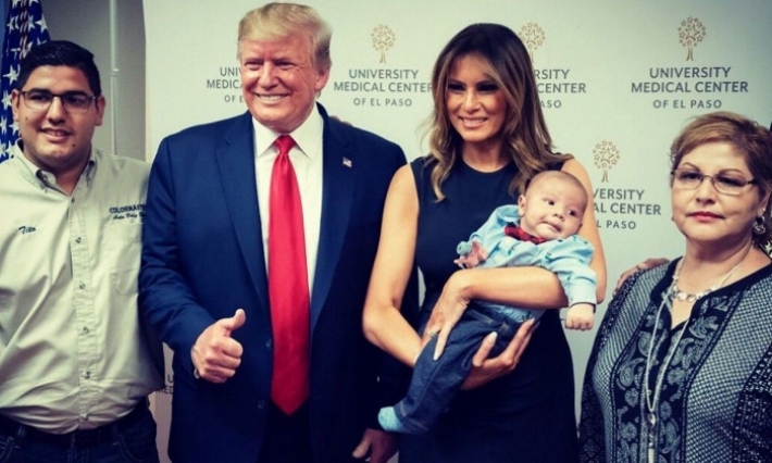 ابتسامة ترامب أمام رضيع فقد والديه في مجزرة تكساس تثير الغضب