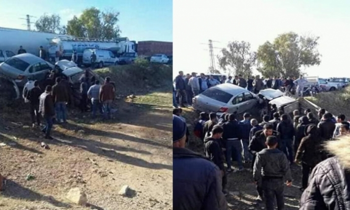 حادث مريع في بوحجلة يسفر عن مقتل شخص وإصابة 6 آخرين