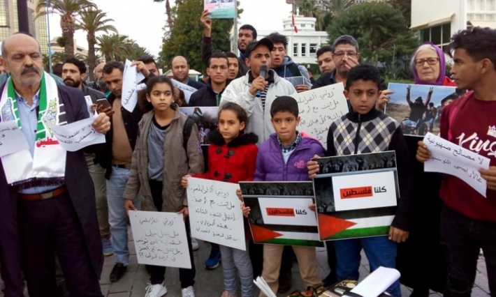 مشاركون في وقفة احتجاجية ضد التطبيع: نرفض محاولات التطبيع مع الكيان الصهيوني